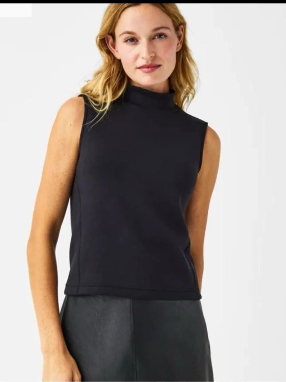 SPANX Sleeveless Mock Neck Tank Top in Black